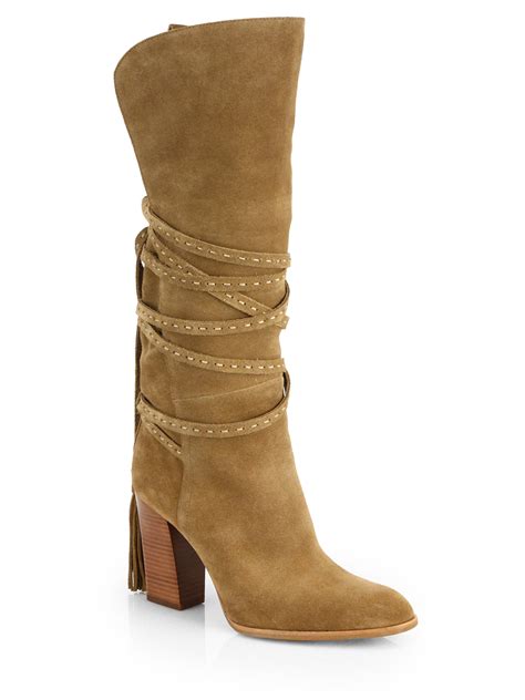 michael kors suede nude heels|Michael Kors high heels boots.